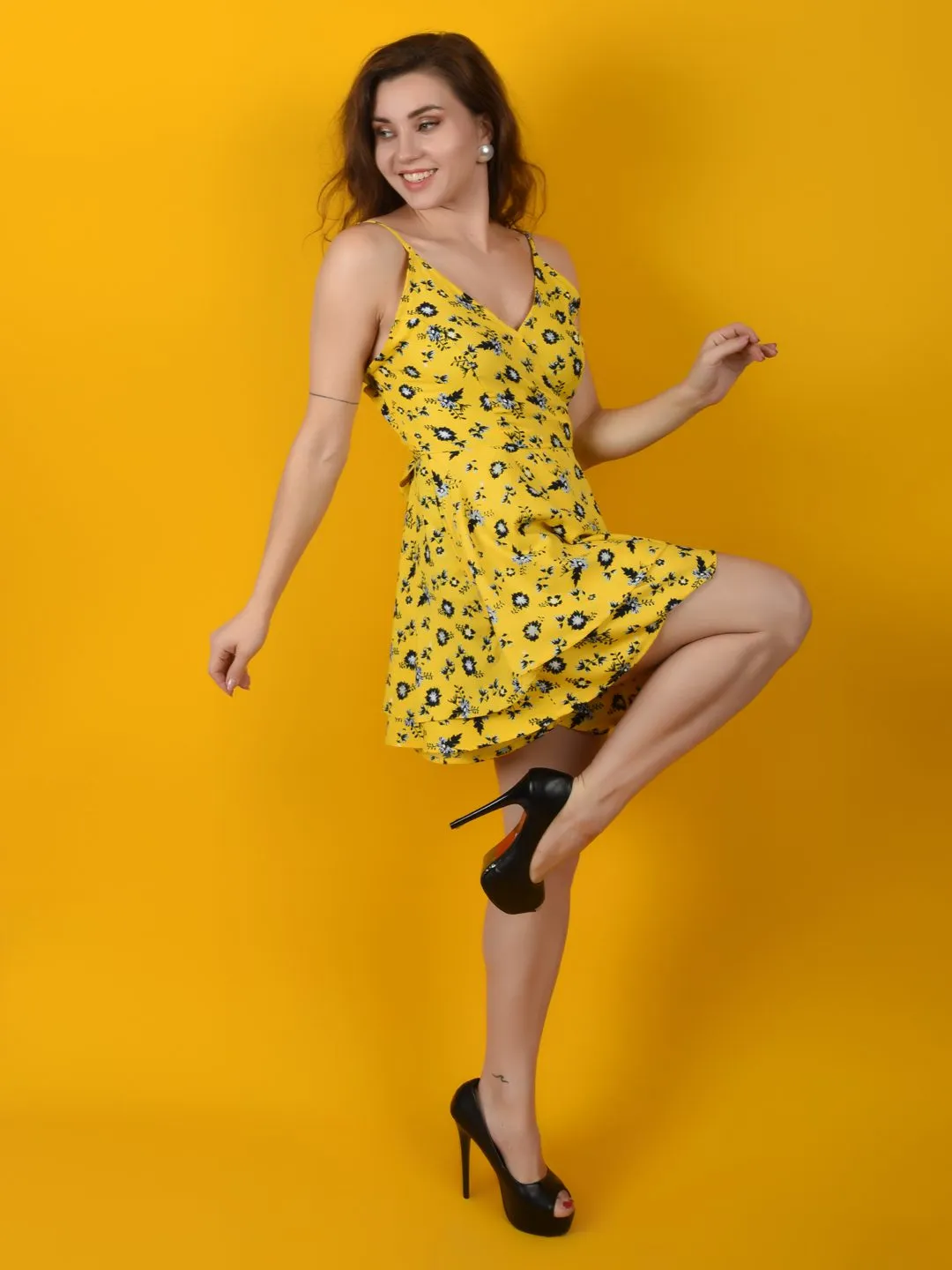 Flawless Yellow Beach Mini Playsuit For Women | LUNA