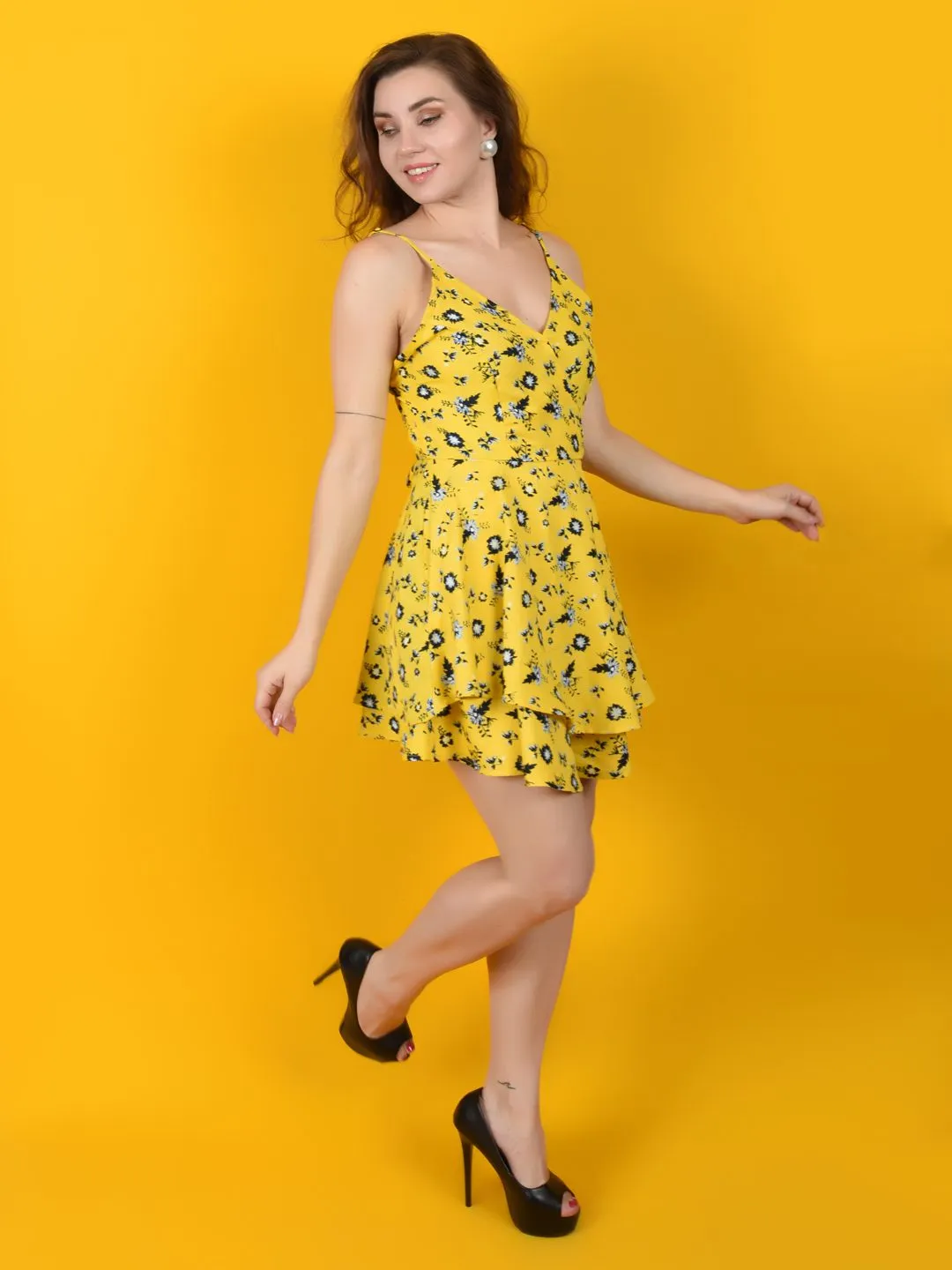 Flawless Yellow Beach Mini Playsuit For Women | LUNA