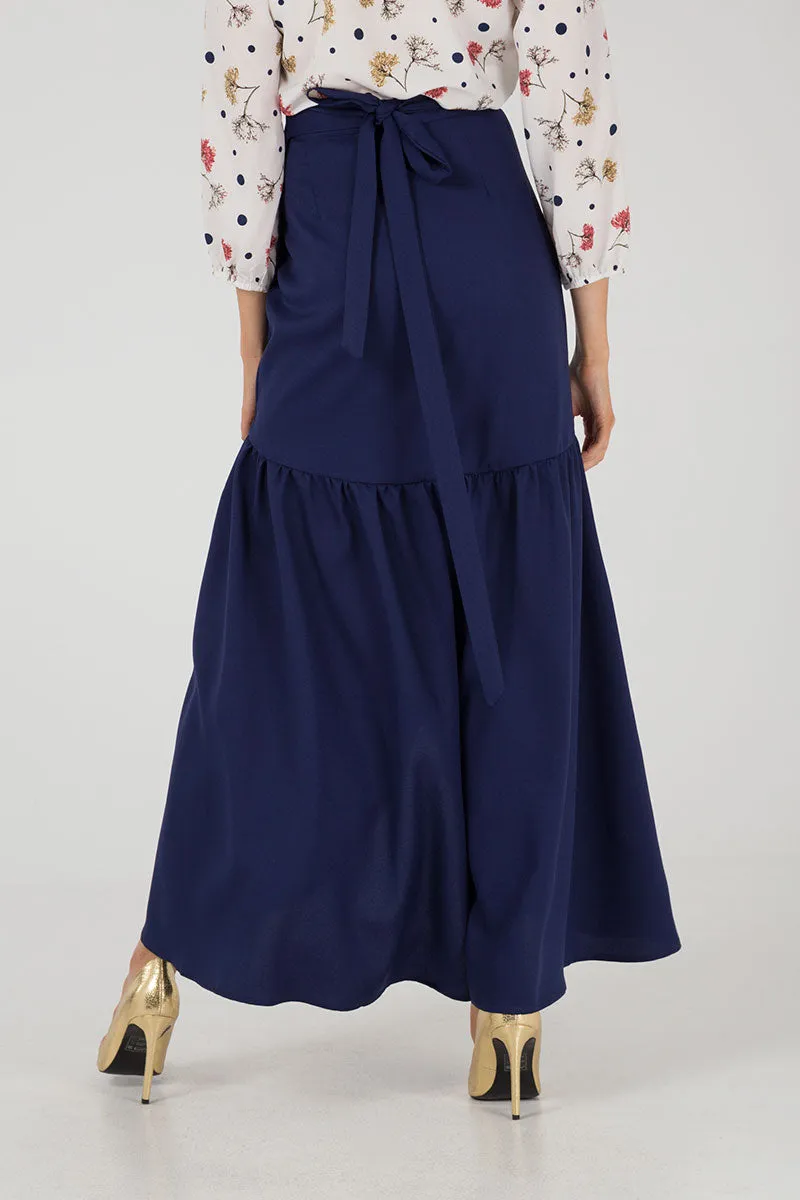 Frill Hem Wrap Maxi Skirt