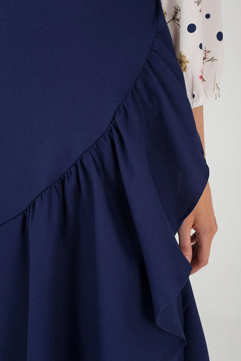 Frill Hem Wrap Maxi Skirt
