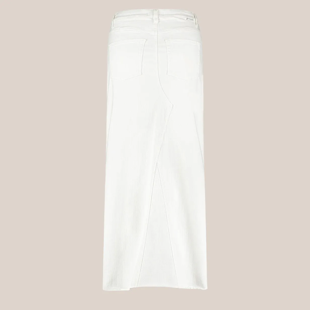 Front Split 5-Pocket Maxi Denim Skirt - White