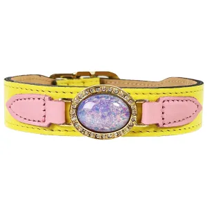 Galaxy Dog Collar in Canary Yellow & Gold