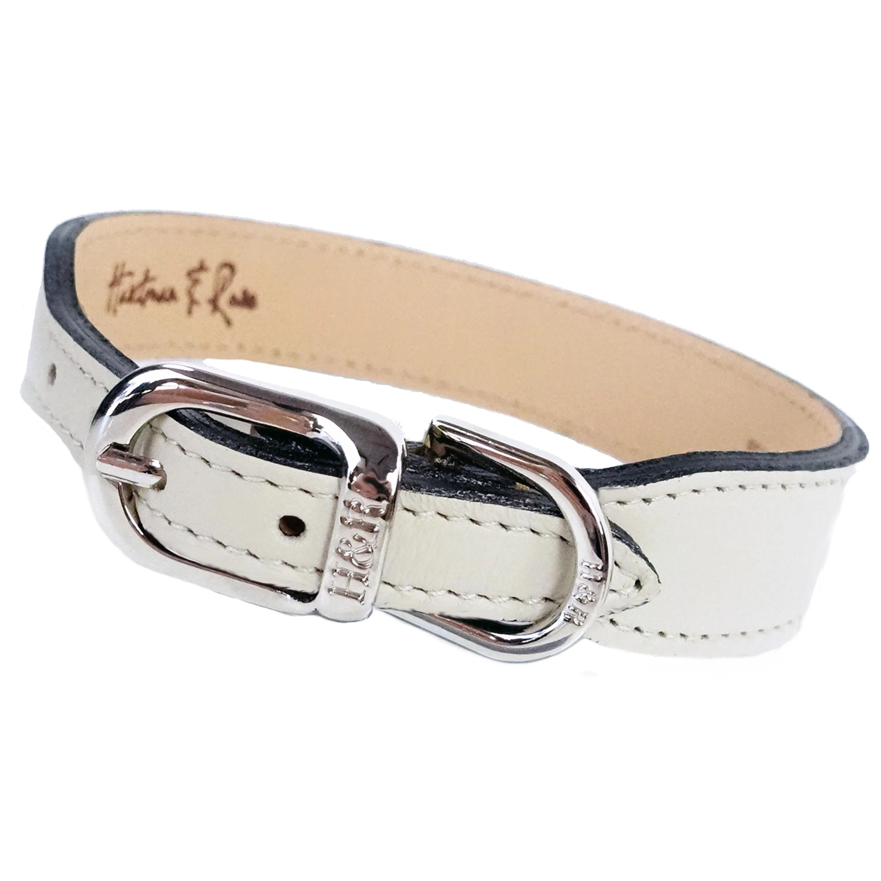 Georgia Rose Dog Collar in Eggshell & Nickel