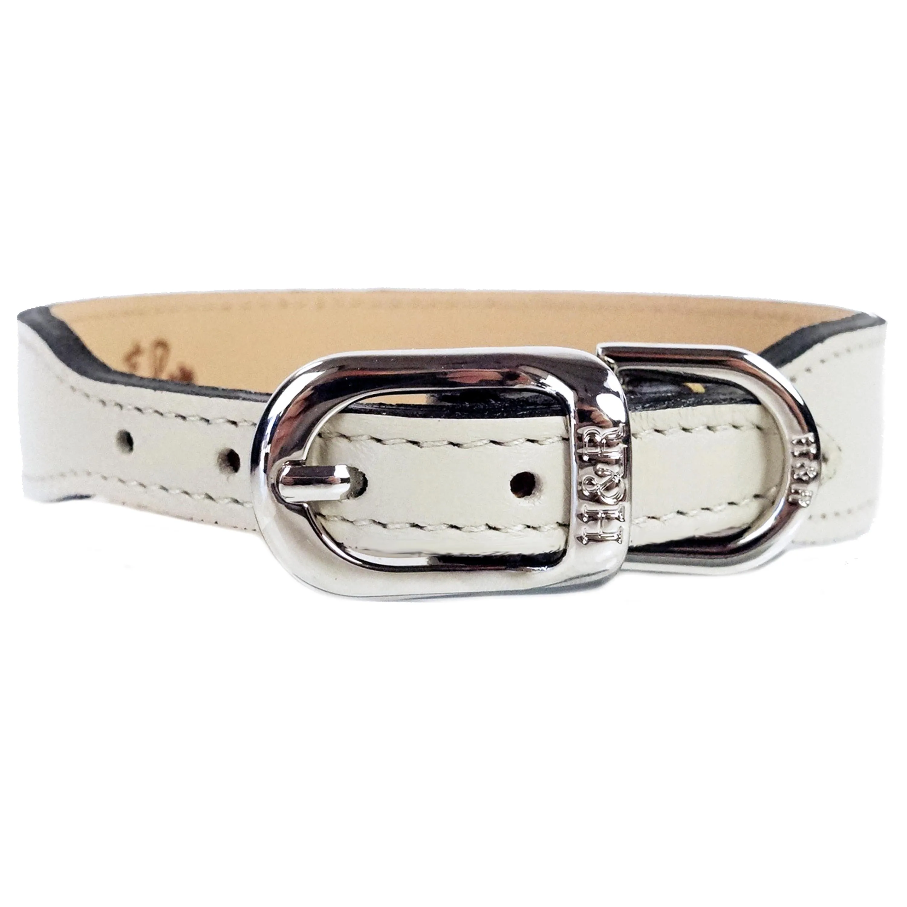 Georgia Rose Dog Collar in Eggshell & Nickel
