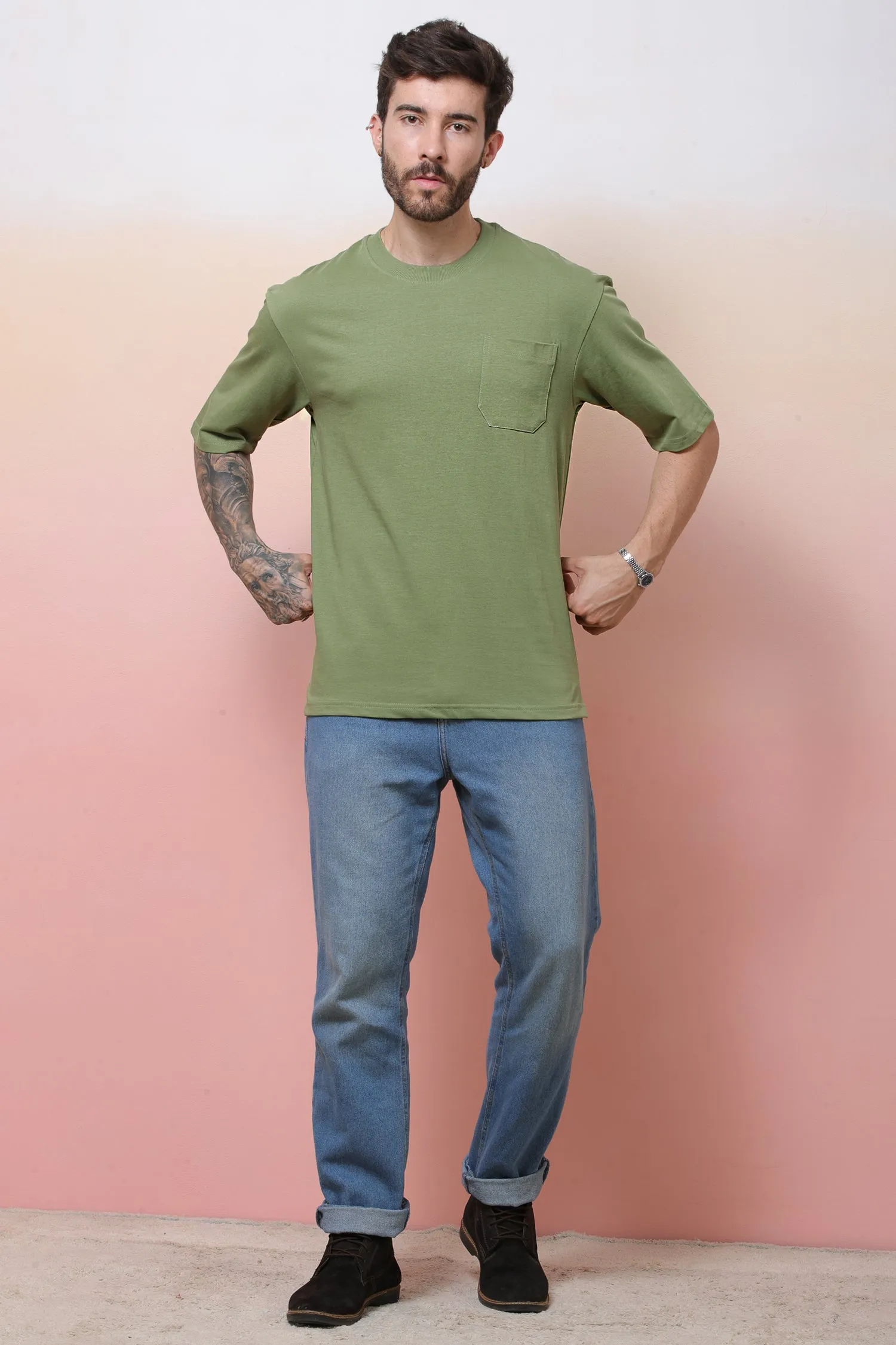 Halfsleeve Green 200 GSM Pure Cotton Plian T-Shirt