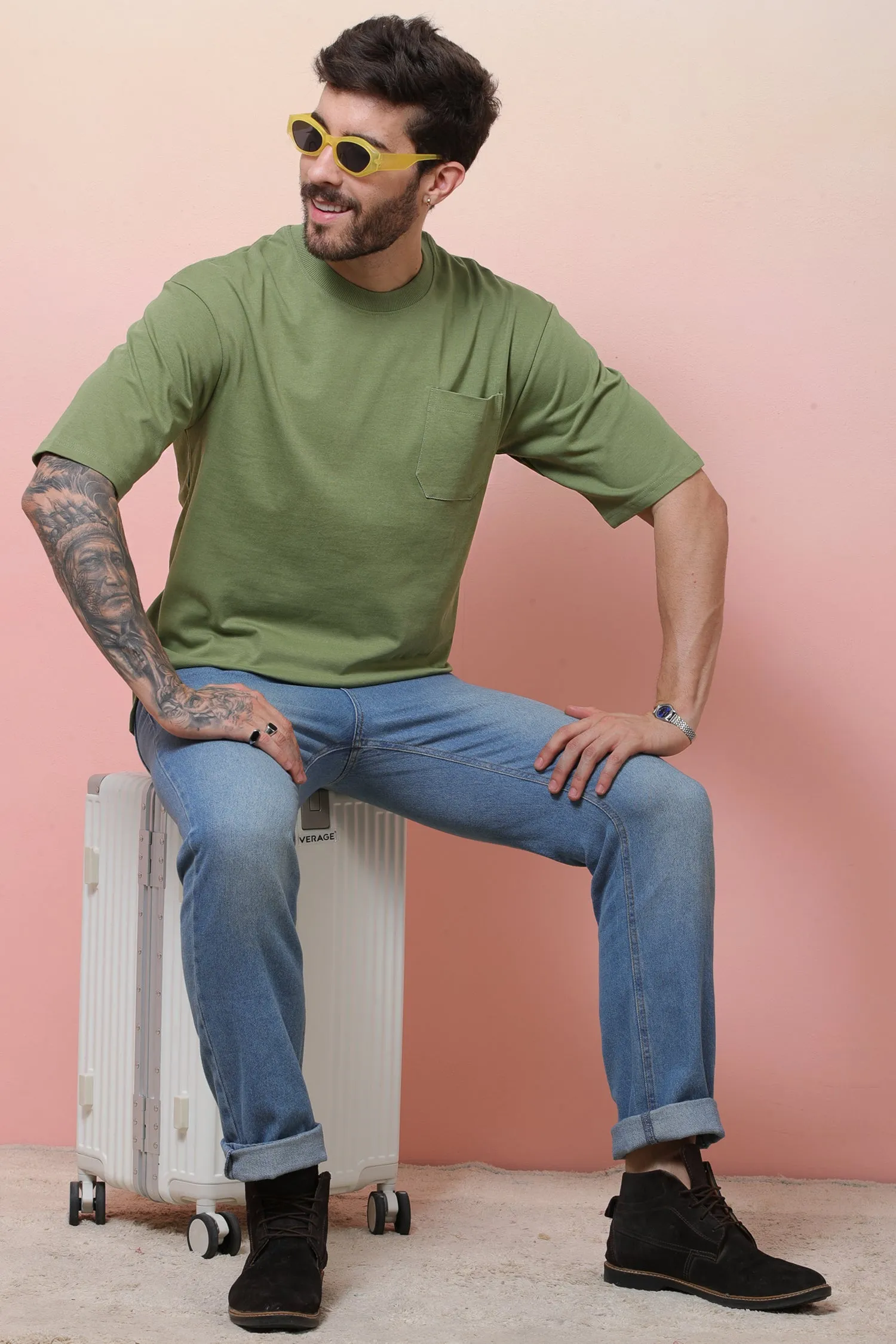 Halfsleeve Green 200 GSM Pure Cotton Plian T-Shirt