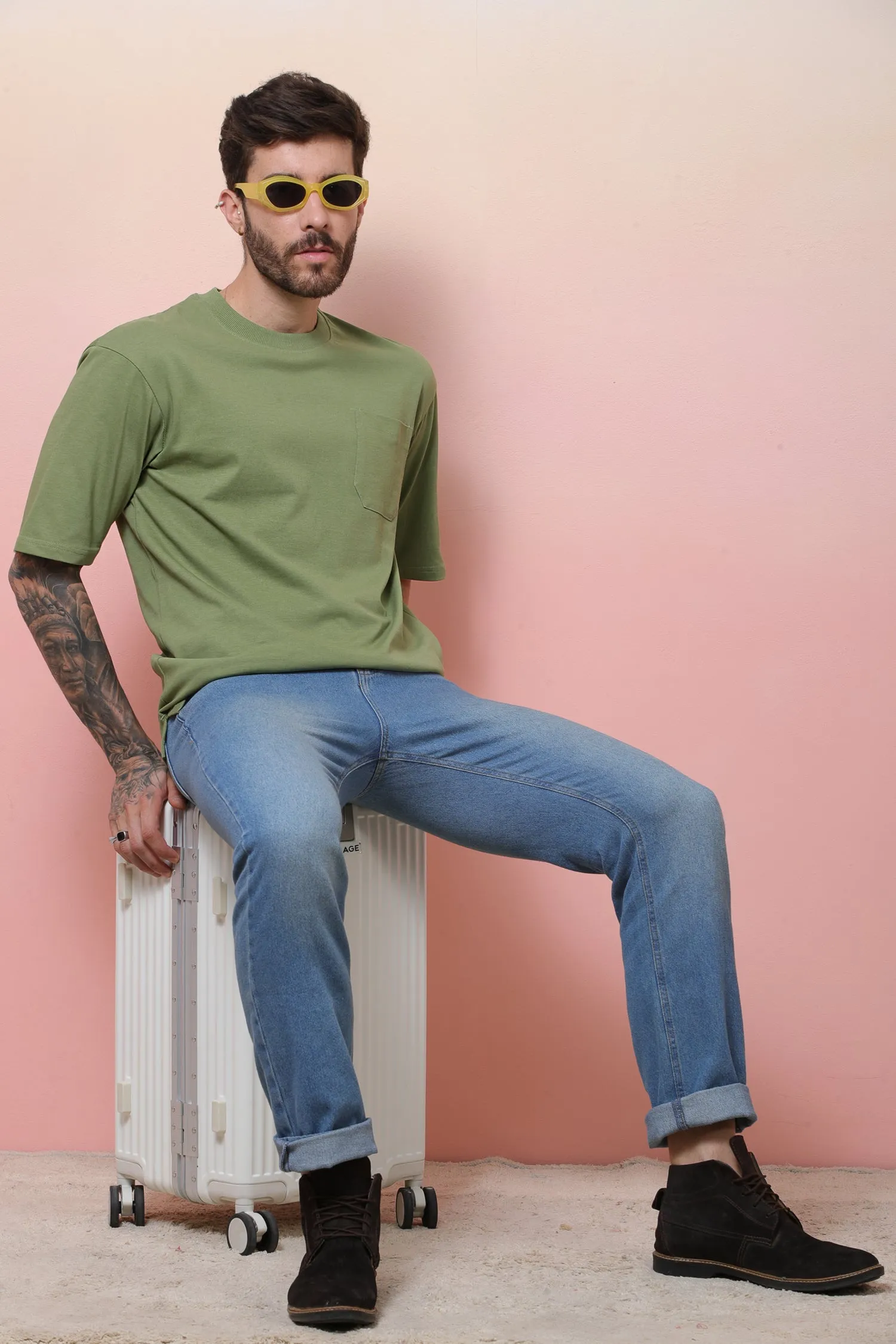 Halfsleeve Green 200 GSM Pure Cotton Plian T-Shirt