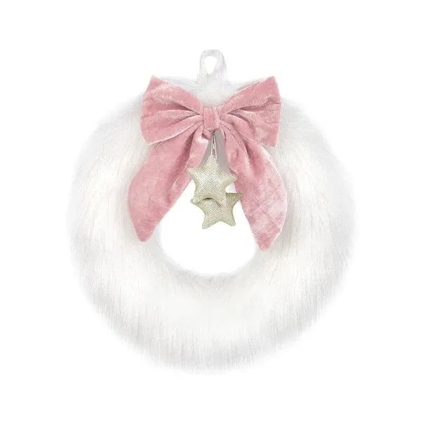 Holiday Plush Accessory for Doll | White Faux Fur Wreath | Mon Ami