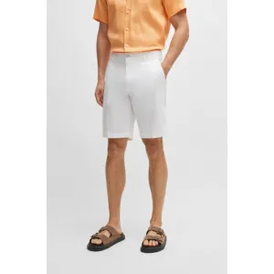 Hugo Boss Mens slim-fit shorts in stretch-cotton twill Size 32 White