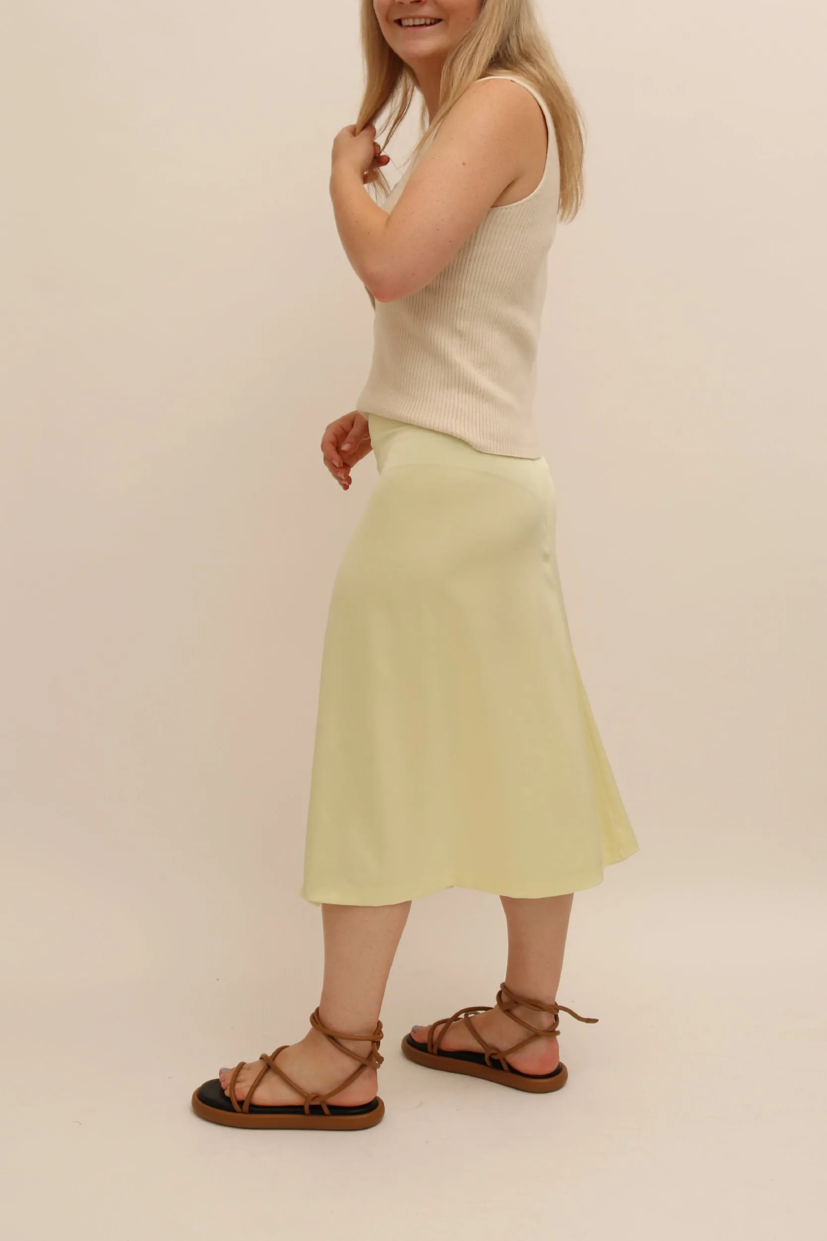 JIL SANDER BIAS CUT SATIN SKIRT