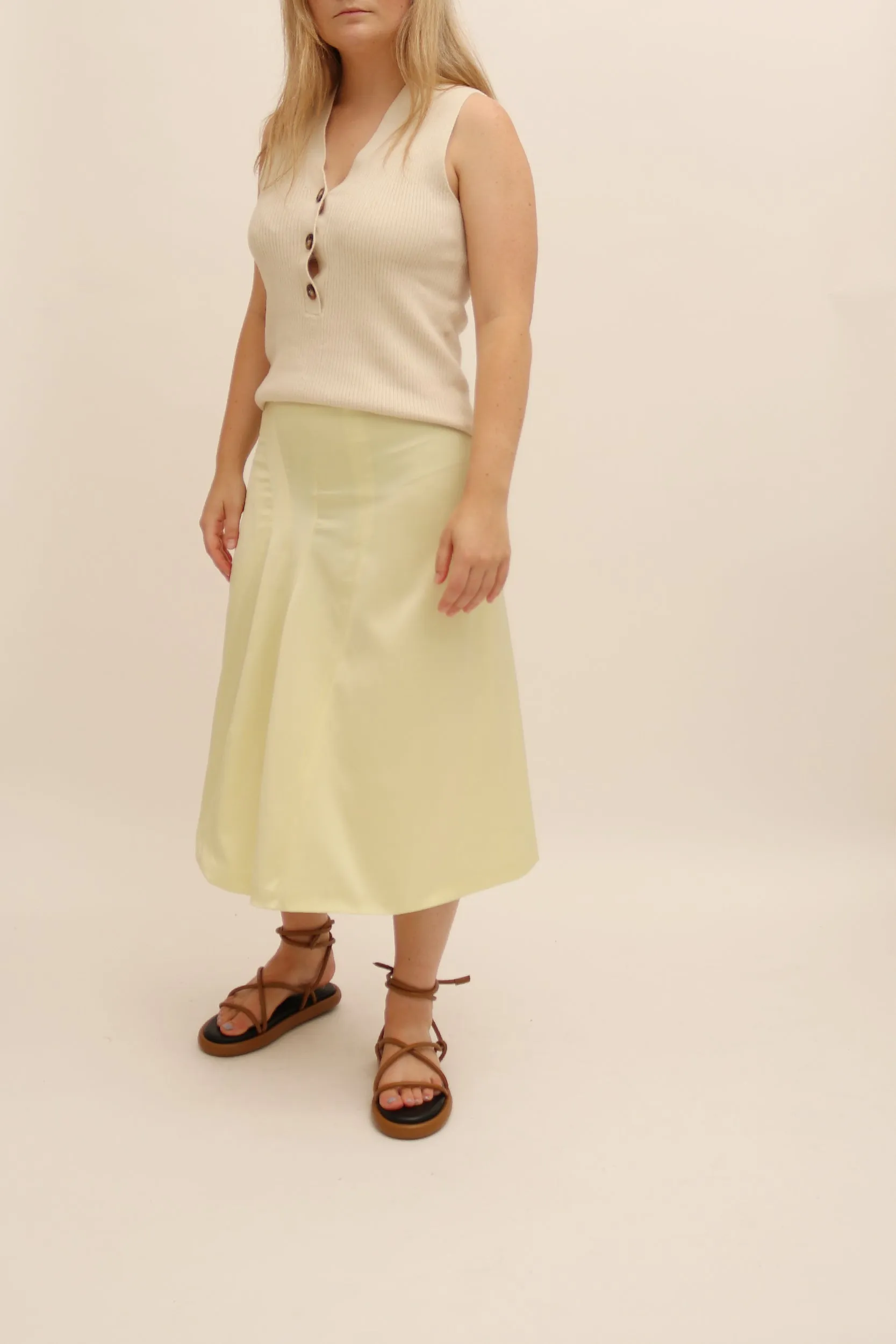 JIL SANDER BIAS CUT SATIN SKIRT