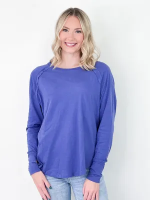 Keisha - Raglan Thumbhole Top (Blue)