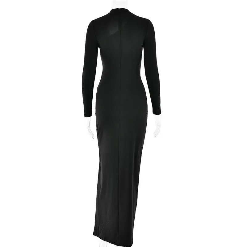 Leah Mesh Patchwork Sexy Maxi Dress