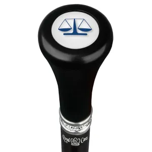 Legal lawyer Flat Top Walking Stick w/ Black Beechwood Shaft & Pewter Collar