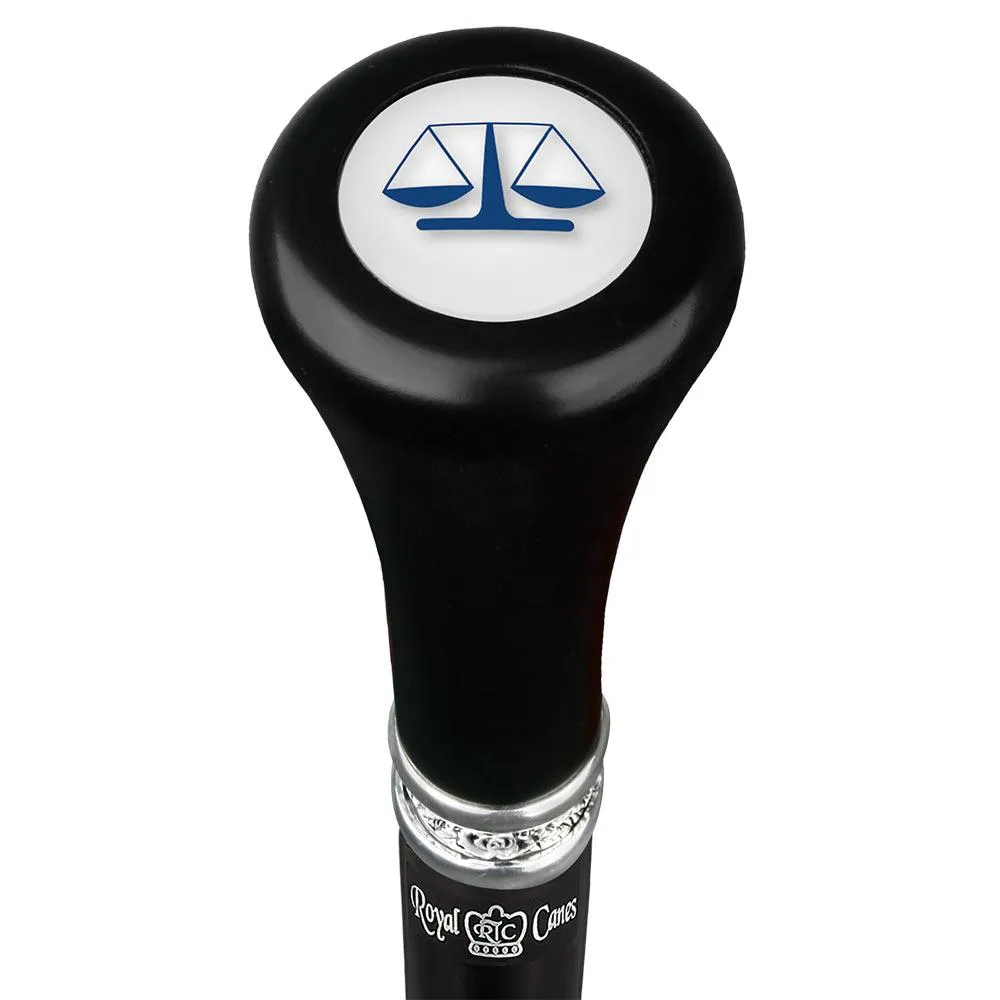 Legal lawyer Flat Top Walking Stick w/ Black Beechwood Shaft & Pewter Collar