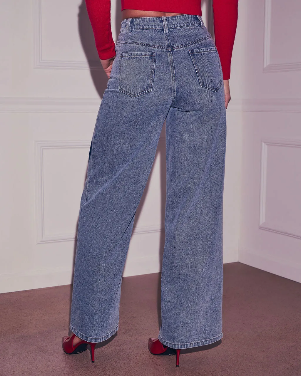 Lemin Heart Printed Denim Jeans