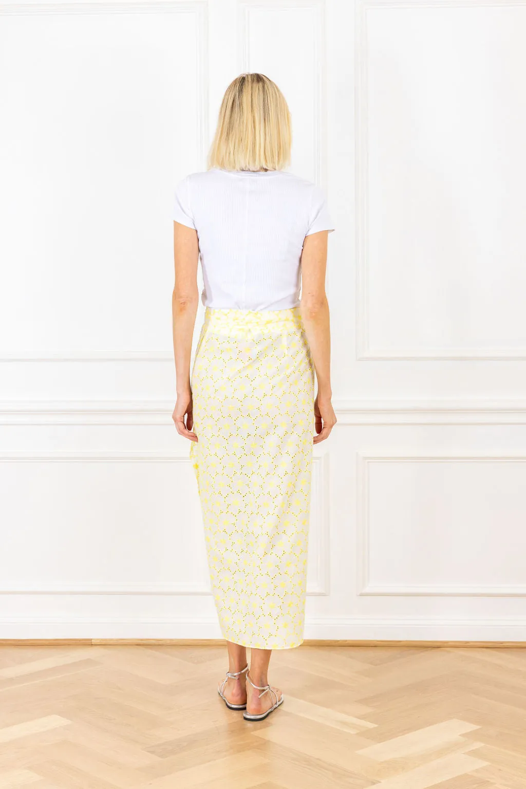 Lemon Eyelets Maxi Wrap Skirt