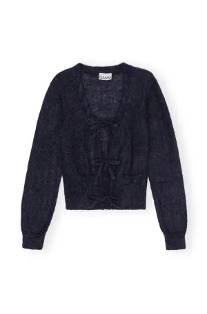 Light Mohair Tie String Cardigan - Sky Captain