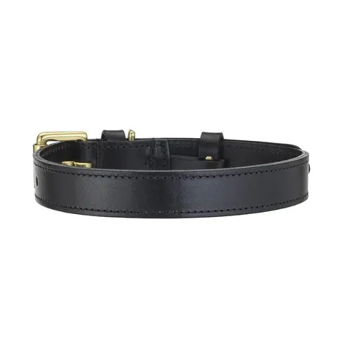 LISH Coopers Black Luxe Italian Leather Dog Collar