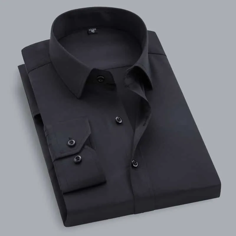 Men's Shirt Long Sleeve Solid Color Large Size