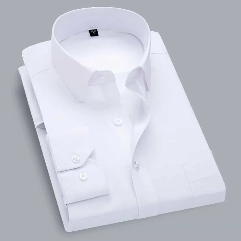 Men's Shirt Long Sleeve Solid Color Large Size