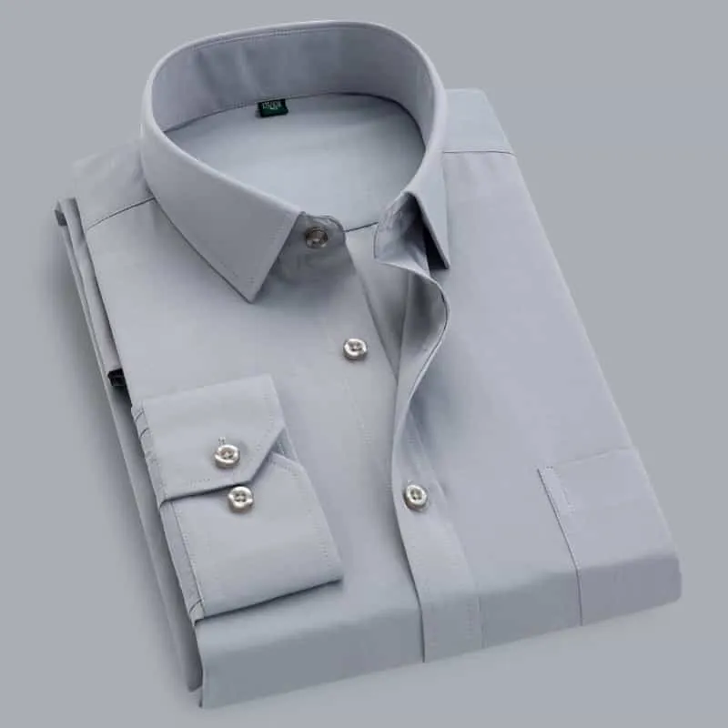 Men's Shirt Long Sleeve Solid Color Large Size