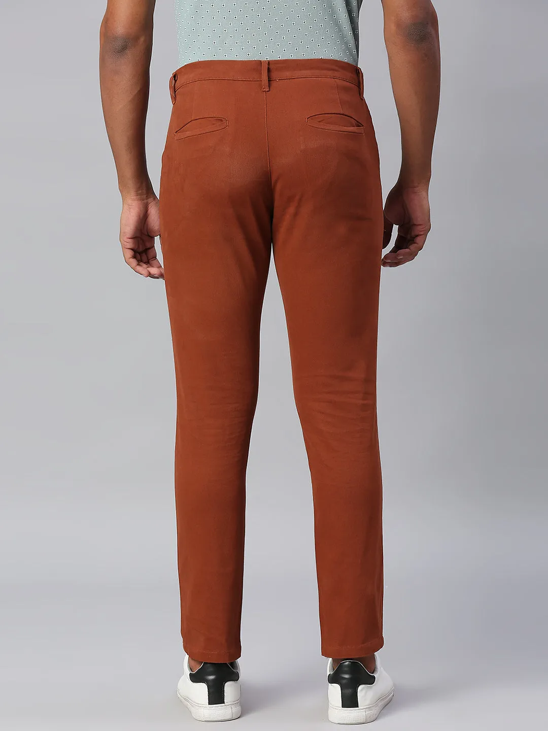 Men's Tapered Fit Cotton Chinos (Rust)