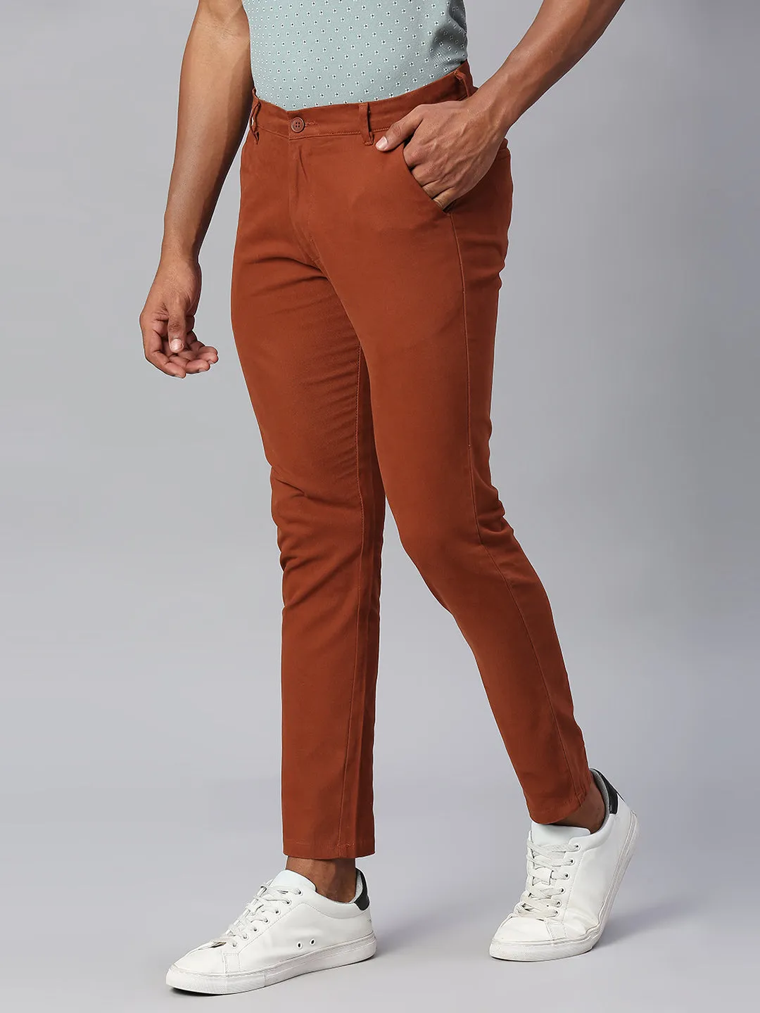 Men's Tapered Fit Cotton Chinos (Rust)