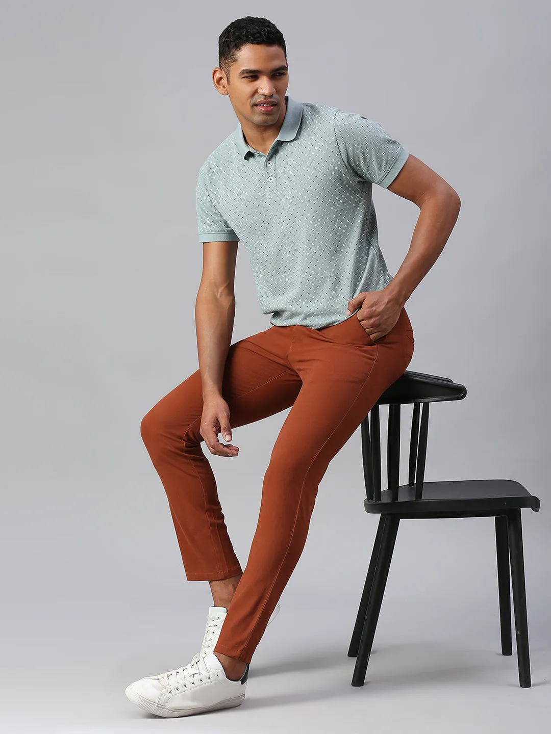 Men's Tapered Fit Cotton Chinos (Rust)