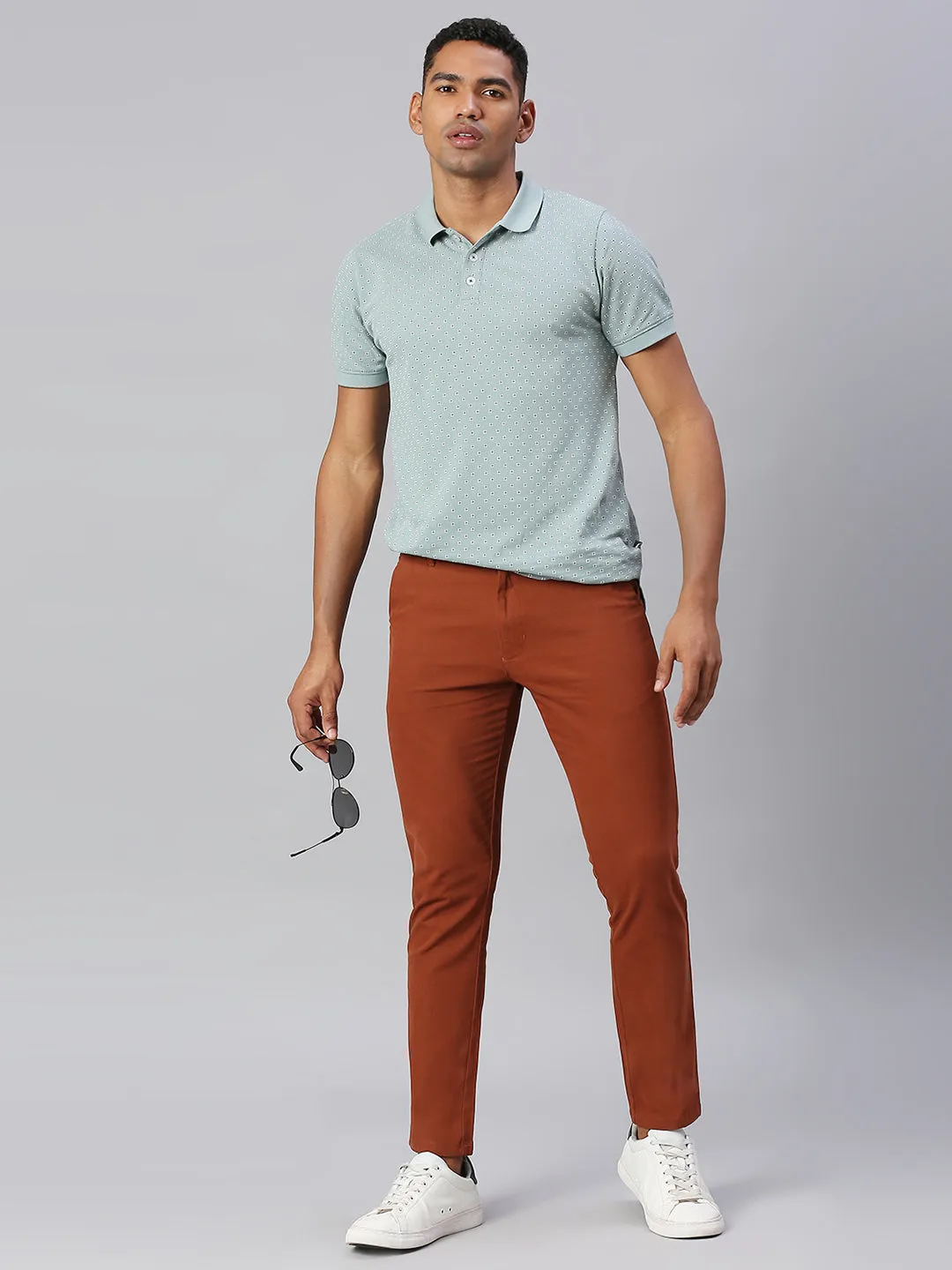 Men's Tapered Fit Cotton Chinos (Rust)