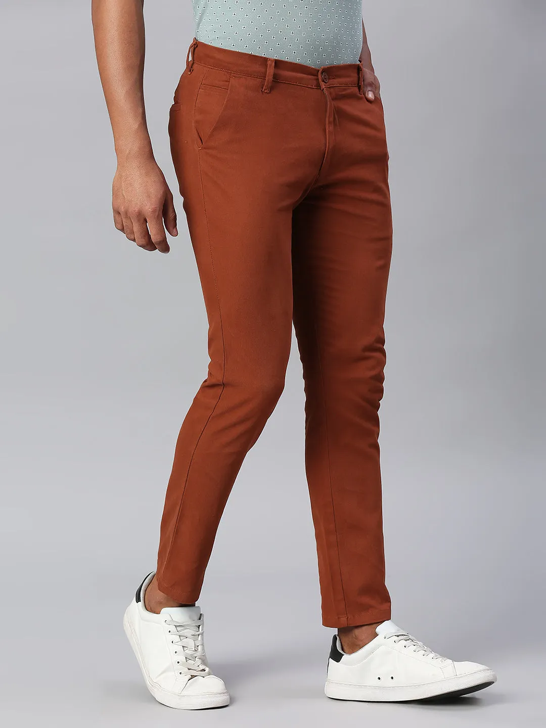 Men's Tapered Fit Cotton Chinos (Rust)