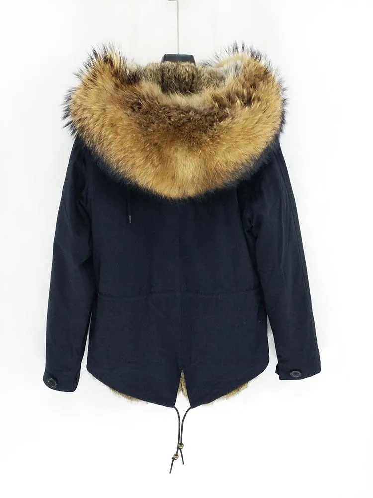 Men's Winter Casual Cotton Parka With Raccoon Fur