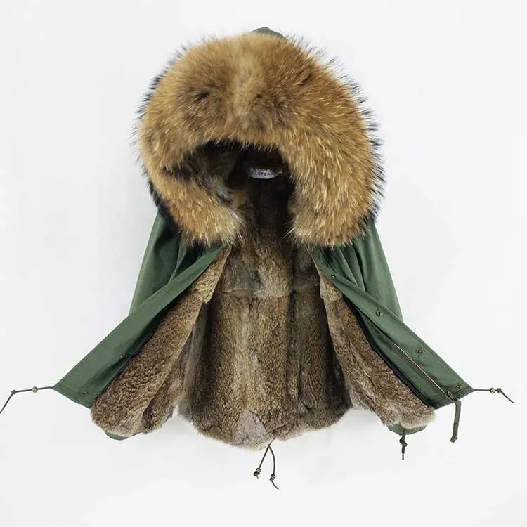 Men's Winter Casual Cotton Parka With Raccoon Fur