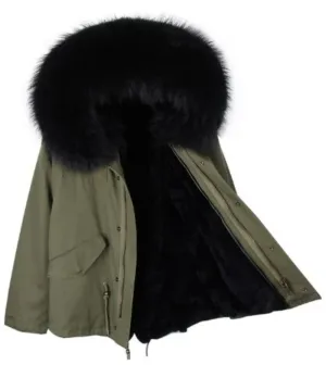 Men's Winter Casual Cotton Parka With Raccoon Fur