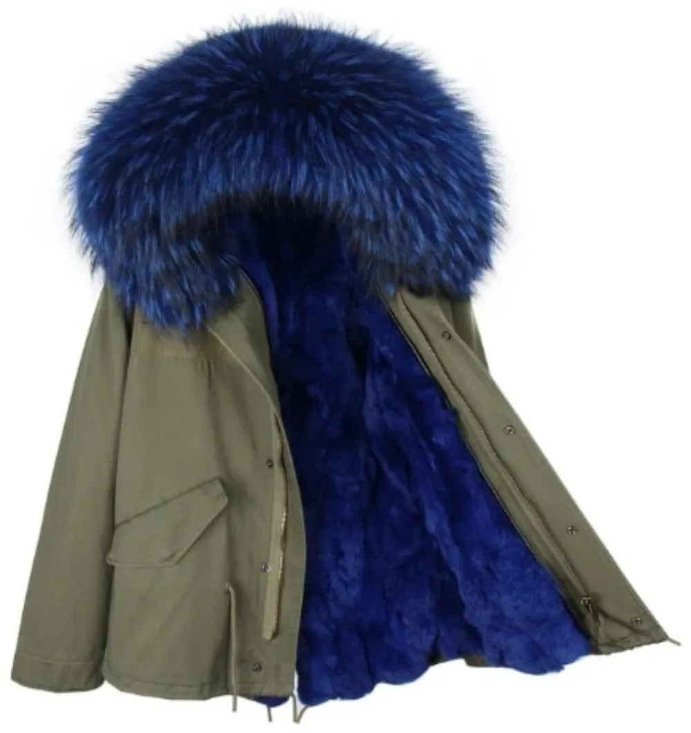 Men's Winter Casual Cotton Parka With Raccoon Fur