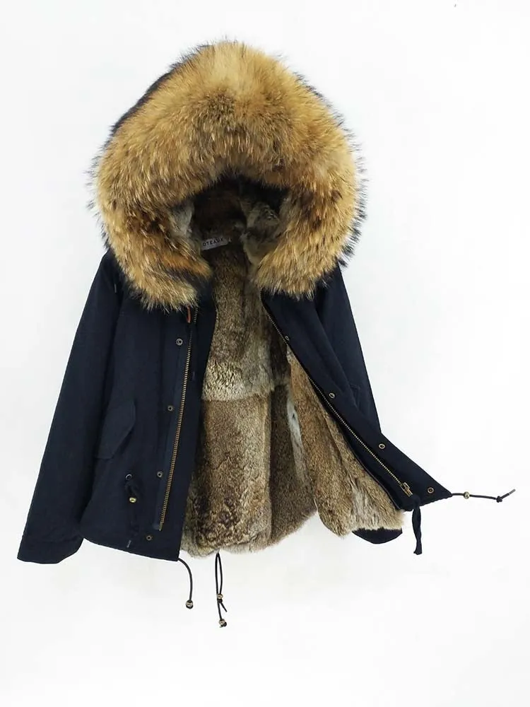 Men's Winter Casual Cotton Parka With Raccoon Fur