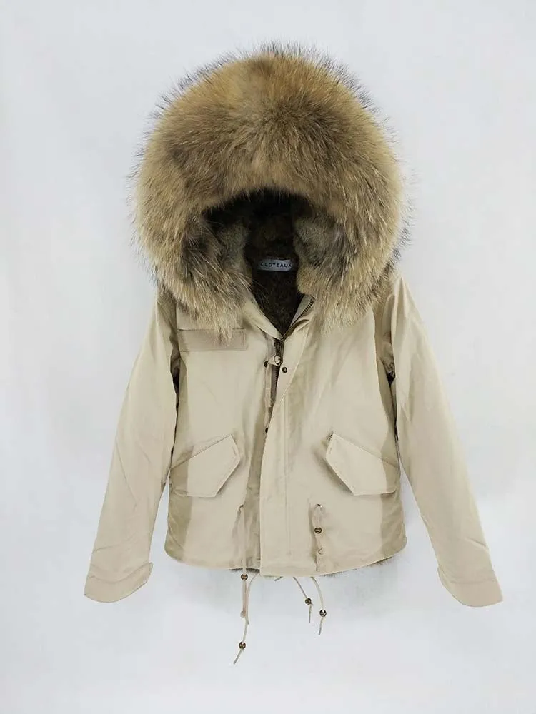 Men's Winter Casual Cotton Parka With Raccoon Fur