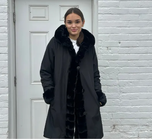 Nikki Jones - Lola Reversible Faux Fur Coat in Black