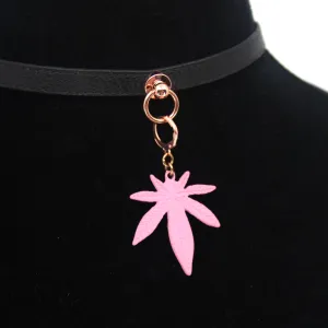 Pink Pot Leaf Collar Tag