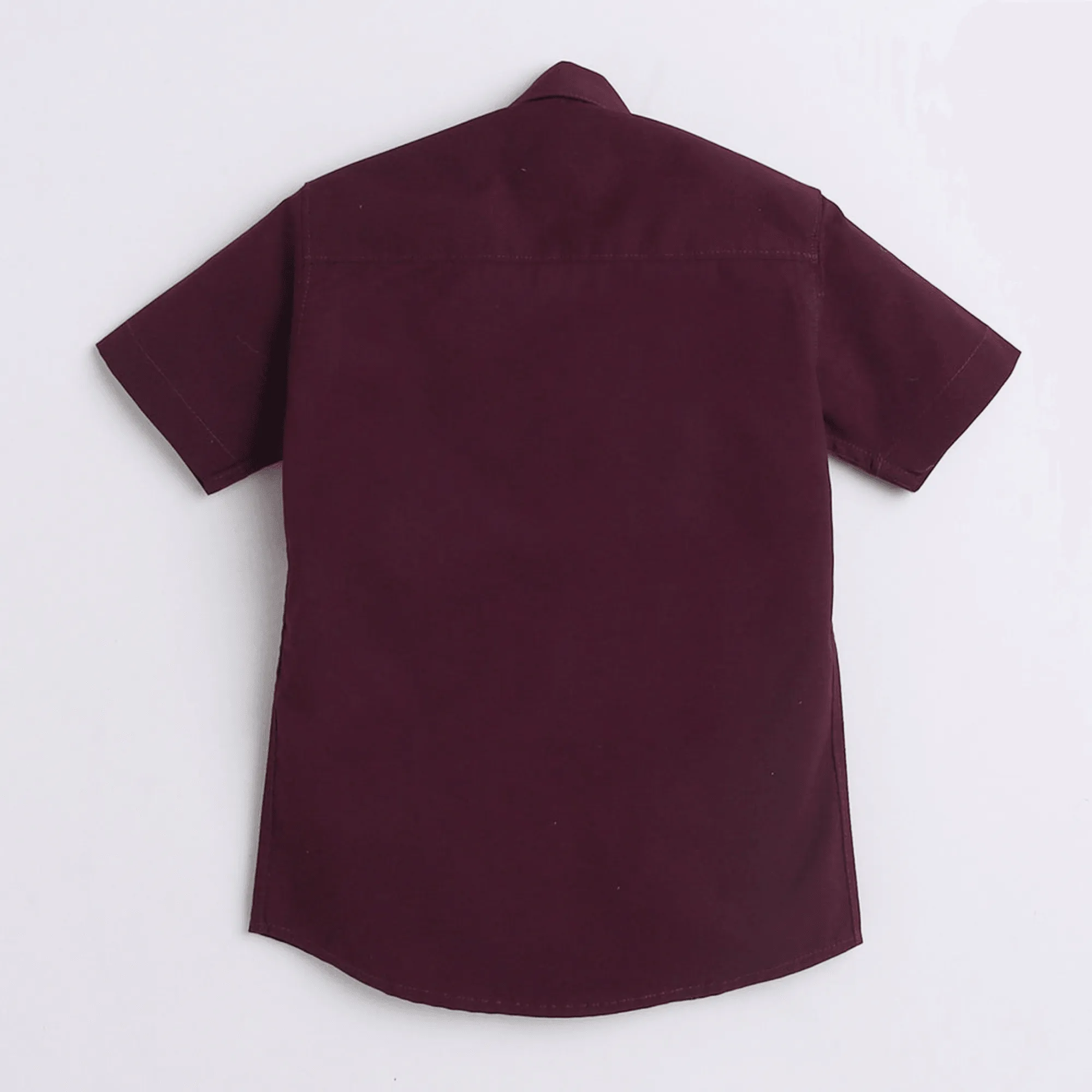 Polka Tots Cotton Regular Fit Dads Little Copy Diamond Party Wear Shirt With Bow Tie - Dark Maroon