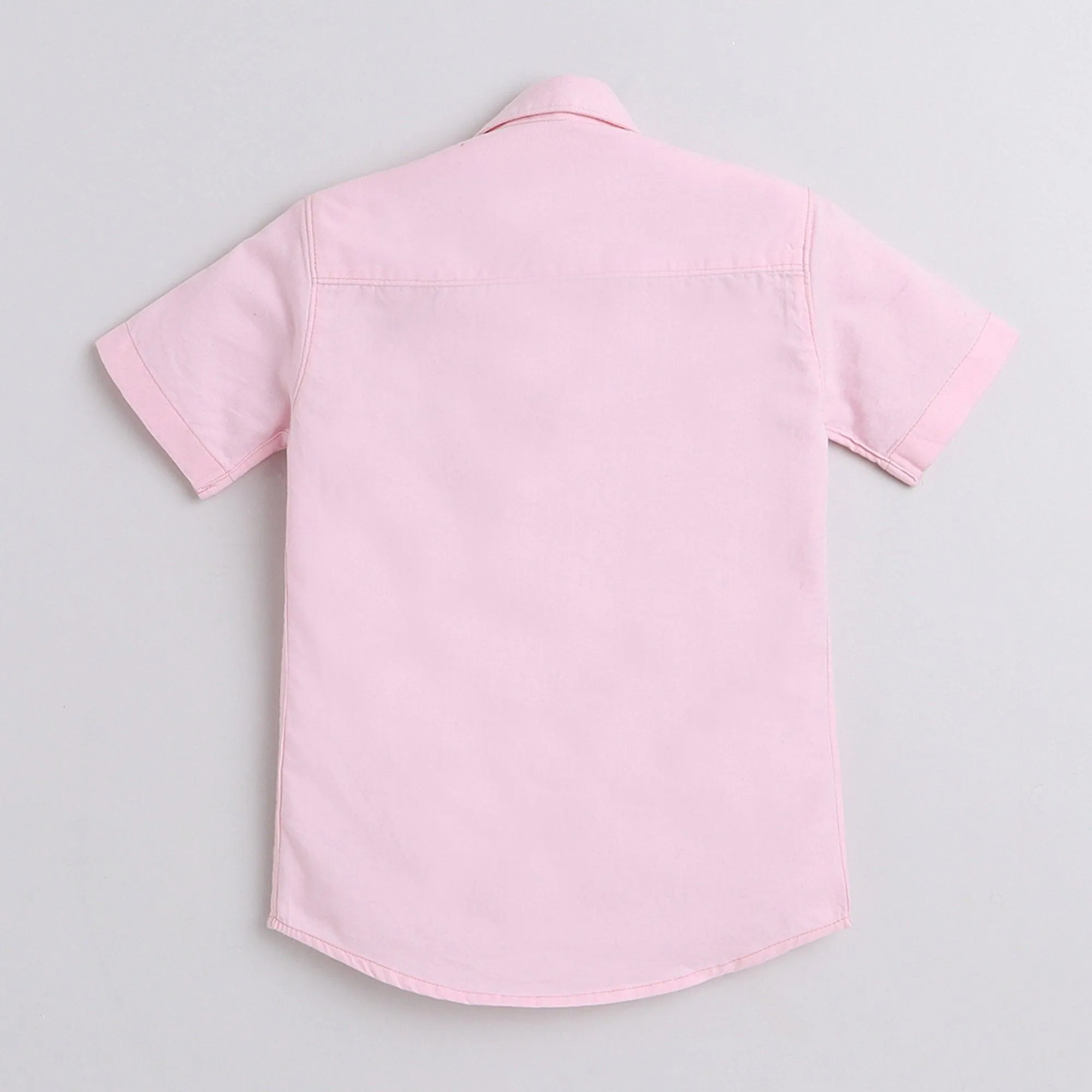 Polka Tots Cotton Regular Fit Half Sleeve My Dad My Hero Metallic Print Shirt - Baby Pink