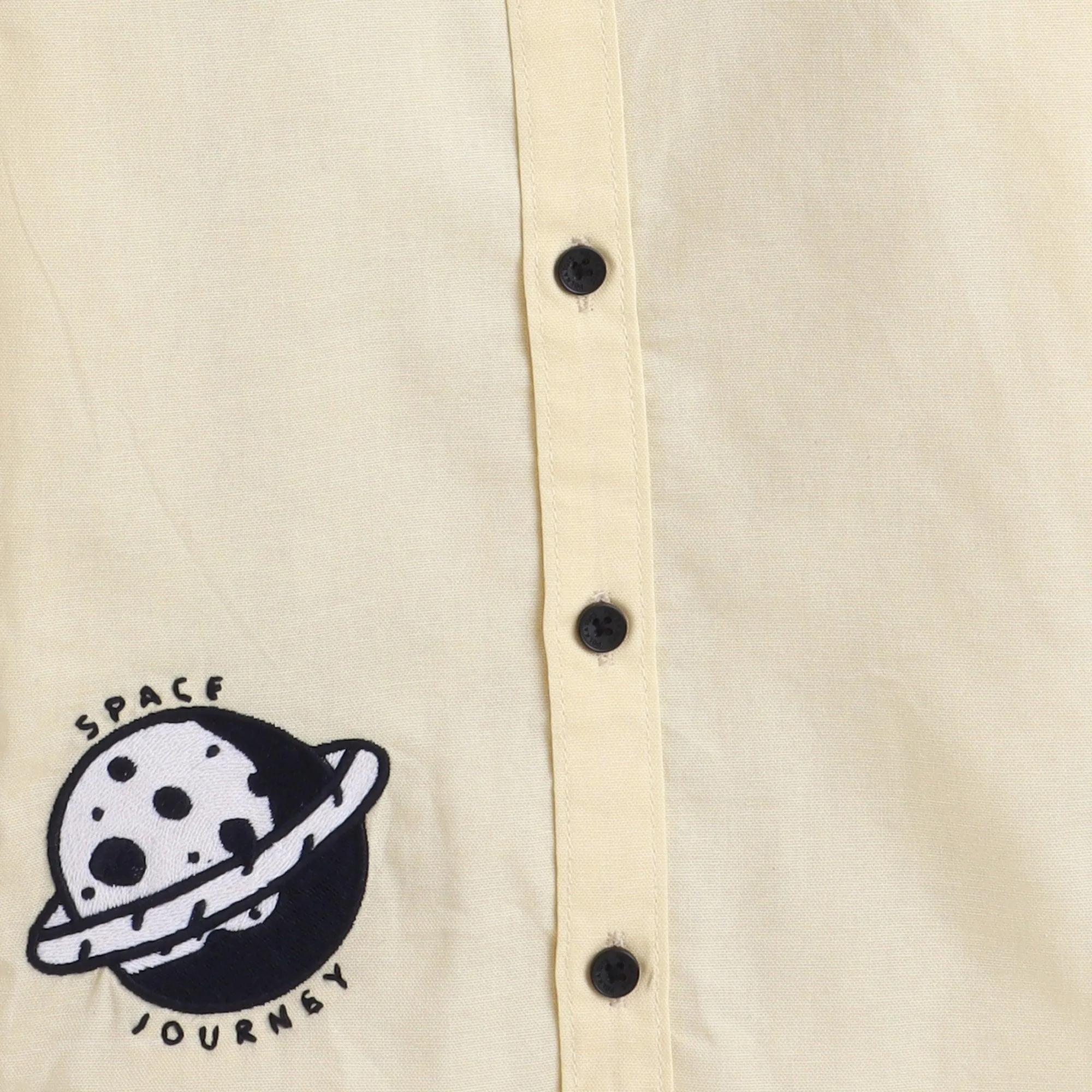 Polka Tots Full Sleeve Shirt Space Journey Embroidery - Yellow