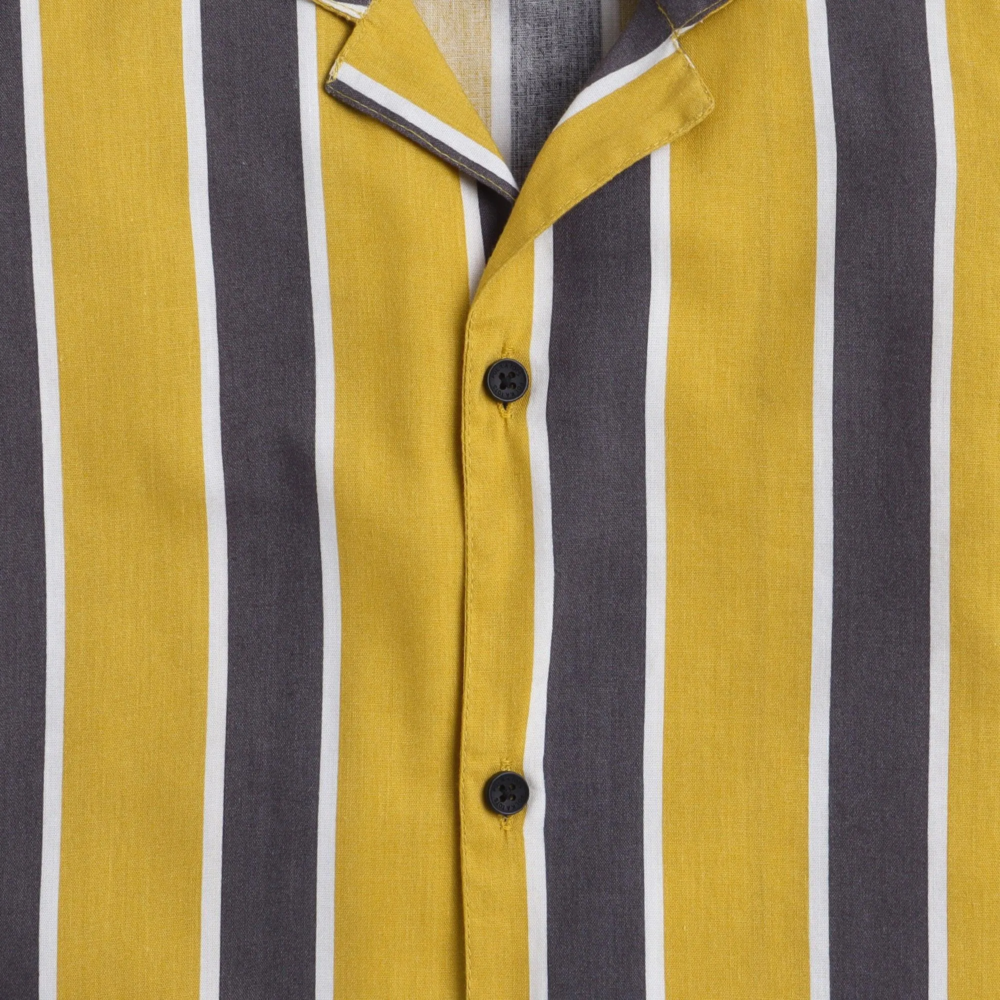 Polka Tots Half Sleeve Shirt Tennis Collar Stripes - Mustard