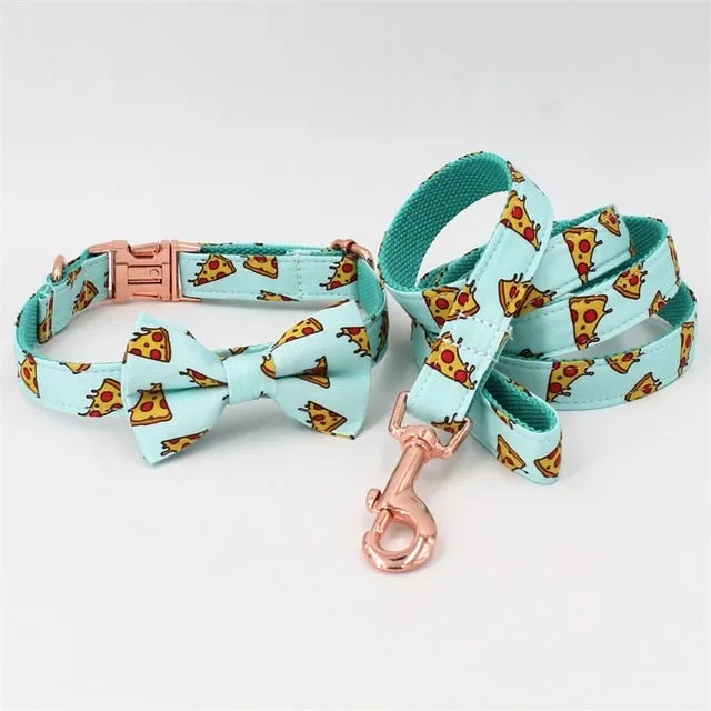 Popular Pizza Design Dog Collar And Leash | Personalized