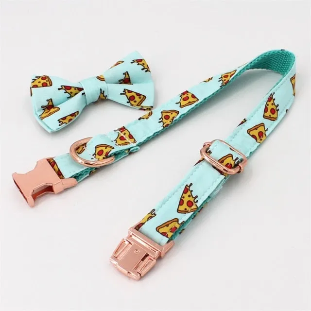 Popular Pizza Design Dog Collar And Leash | Personalized