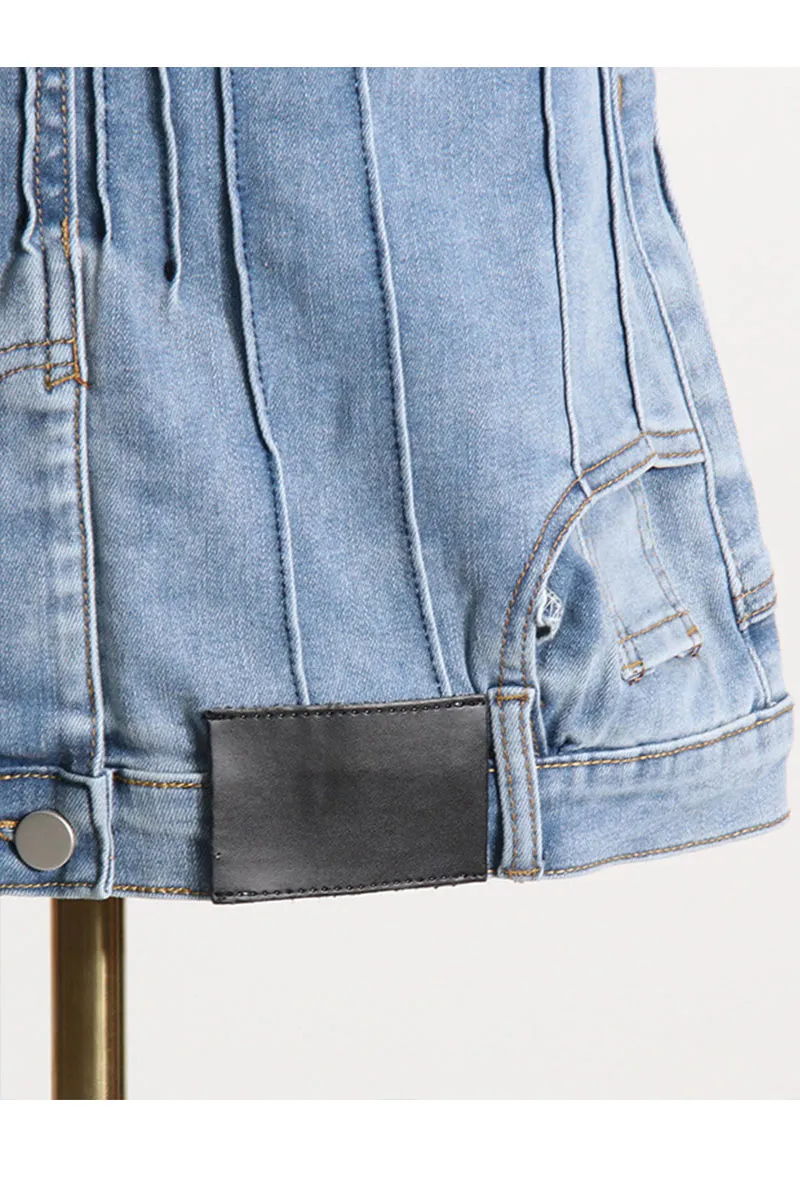 QD678 Denim Mini Skirt