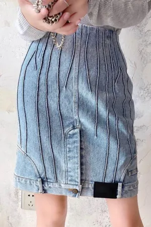 QD678 Denim Mini Skirt