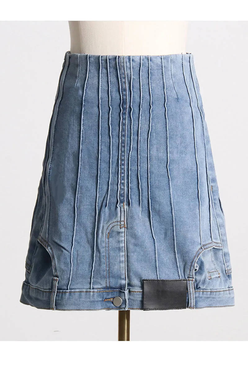 QD678 Denim Mini Skirt