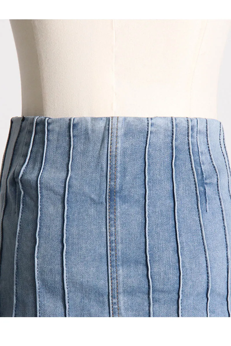 QD678 Denim Mini Skirt
