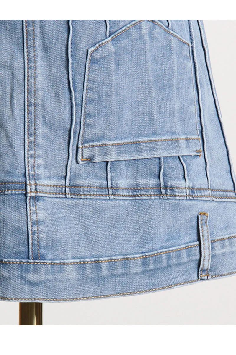 QD678 Denim Mini Skirt